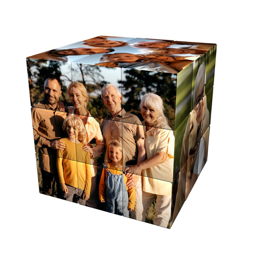 ICONICUBE Photo Puzzle Cube Personnalisé - QR Code pour Une Résolution Facile - Cadeau Unique pour Anniversaire, Noël, Parents, Amis, Entreprises - Made in France